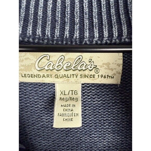 Cabelas Sweater Mens Large Blue Knit Henley 100% Cotton Washed‎ Out Cozy Preppy - Picture 3 of 12